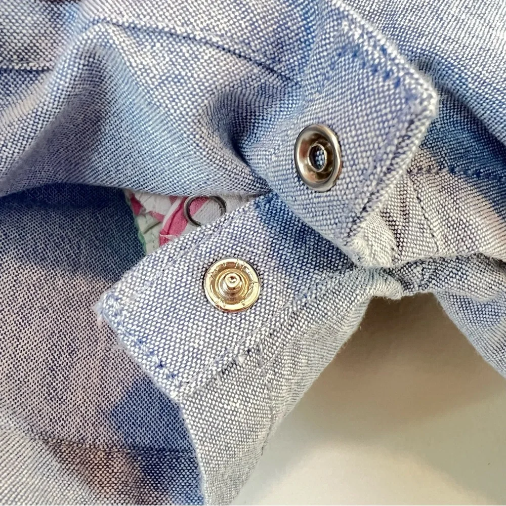 Tommy Bahama Kids 3 Piece Set Size 3-6M Plaid Shirt Romper Chambray Overalls Hat